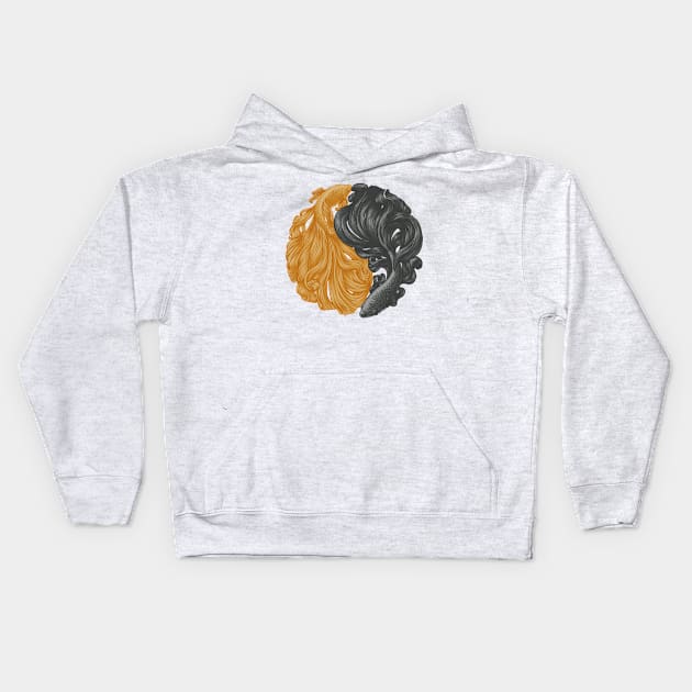 Yin and Yang Fish Kids Hoodie by Kelelowor